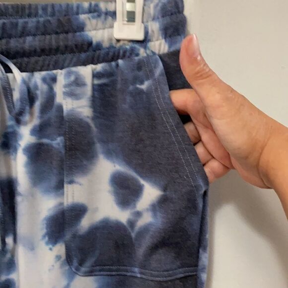 NWOT Rae Dunn Tie Dye Sweatpants navy/white L - Picture 3 of 9